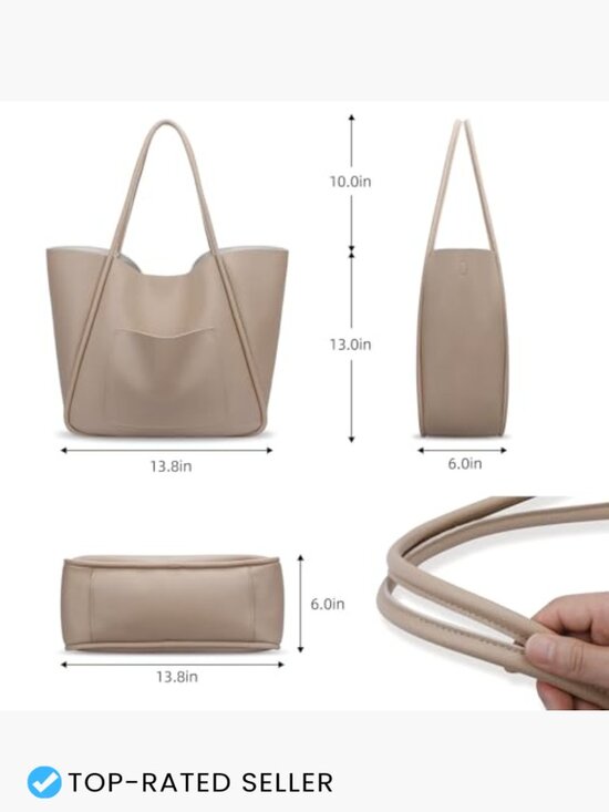 Amazon.com: KALIDI Large Tote Bag Vegan Leather Casual  Tote Bag Vegan Leather Large Capacity Travel Purse Shoulder Handbag Zip Closure